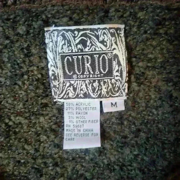 Curio Green Wool Blend Cardigan Sweater Size M - Picture 3 of 6